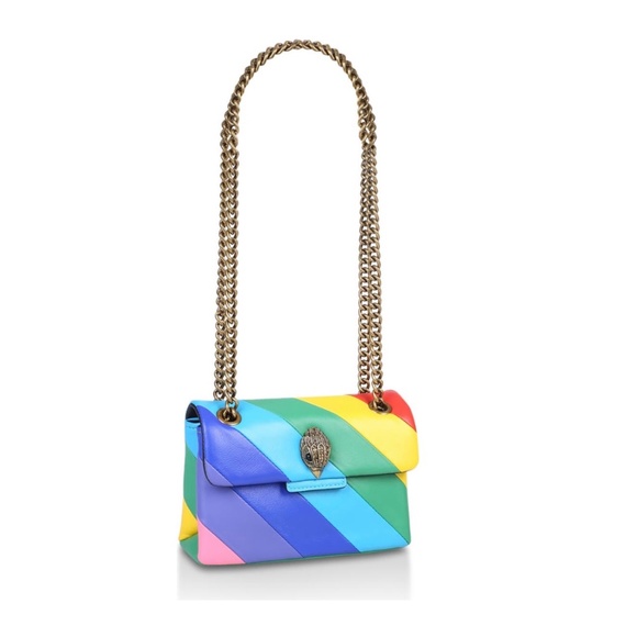 Kurt Geiger London Leather Mini Kensington Rainbow Stripe Crossbody Bag NWT - Picture 11 of 11